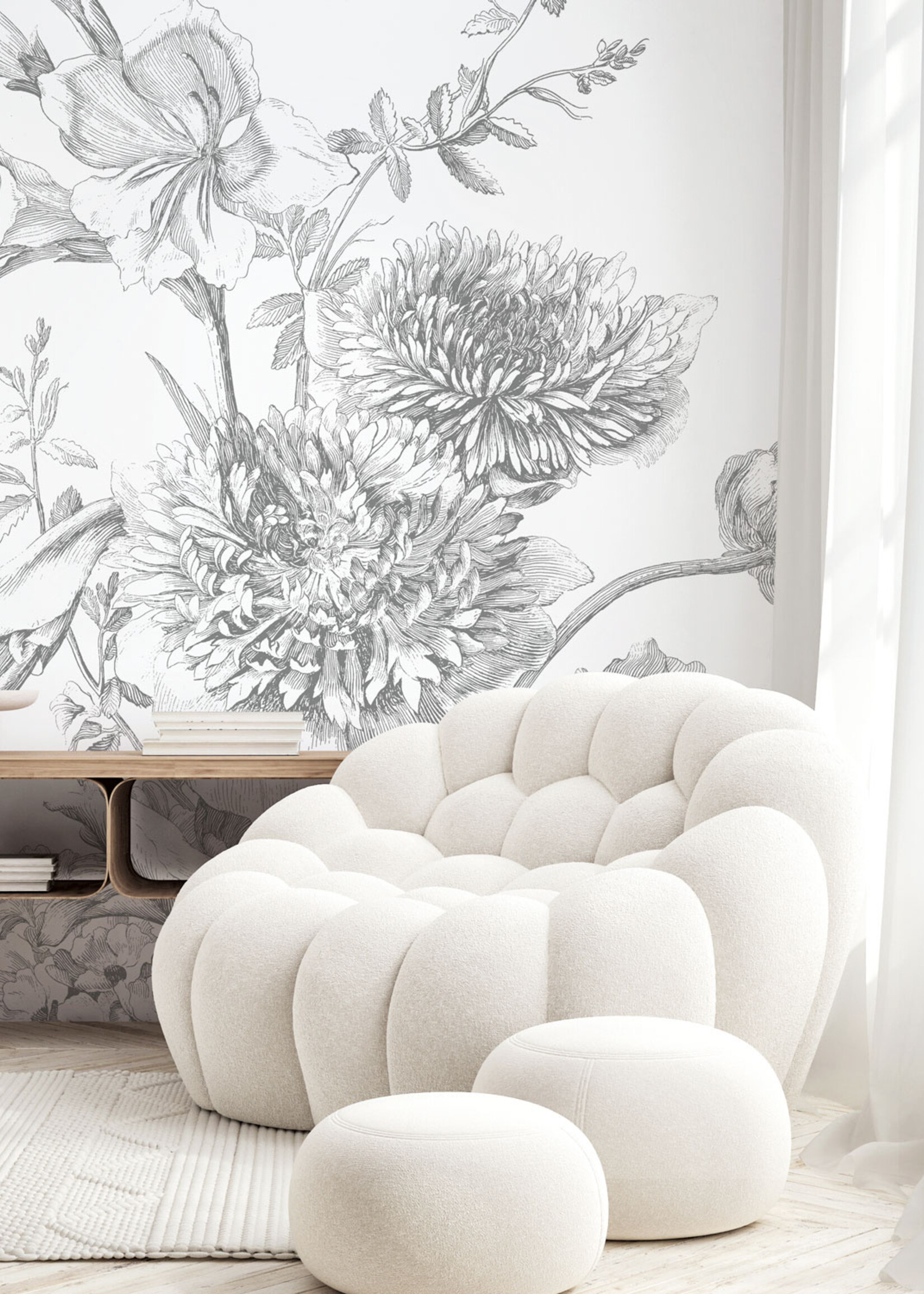 Bloemen behang Engraved Flowers