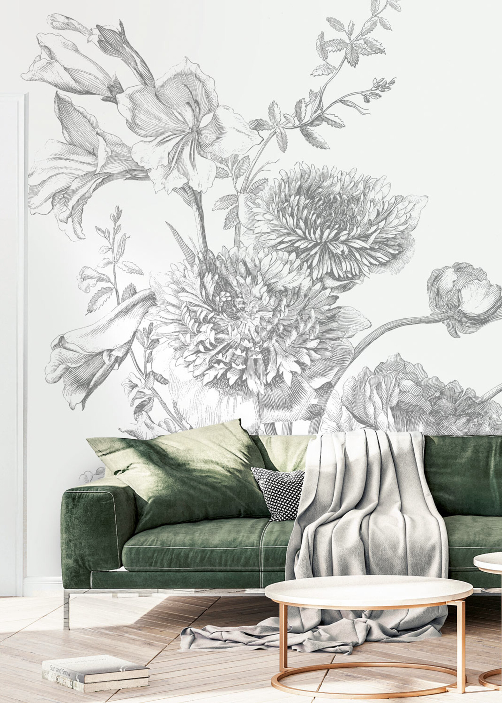 Bloemen behang Engraved Flowers
