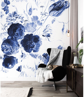 Wandvullend Fotobehang Royal Blue Flowers