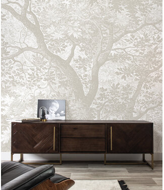 Wandvullend | Afwasbaar Engraved Landscapes wallpaper, Grey