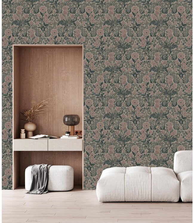 Botanisch patroon behang door Floor Rieder, 100 x 280 cm