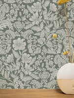 Wallpaper with drawn flowers, Green