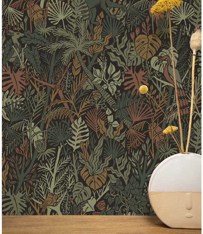 Botanisch patroon behang door Floor Rieder, 100 x 280 cm