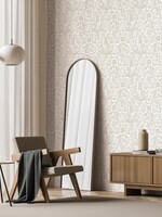 Behang met subtiele bloemen, Beige
