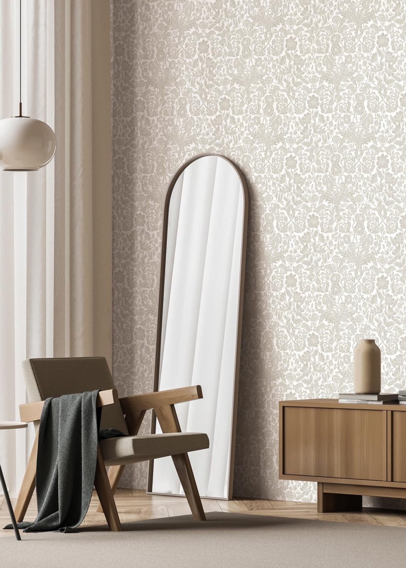 Floral wallpaper by Floor Rieder, Beige, 100 x 280 cm
