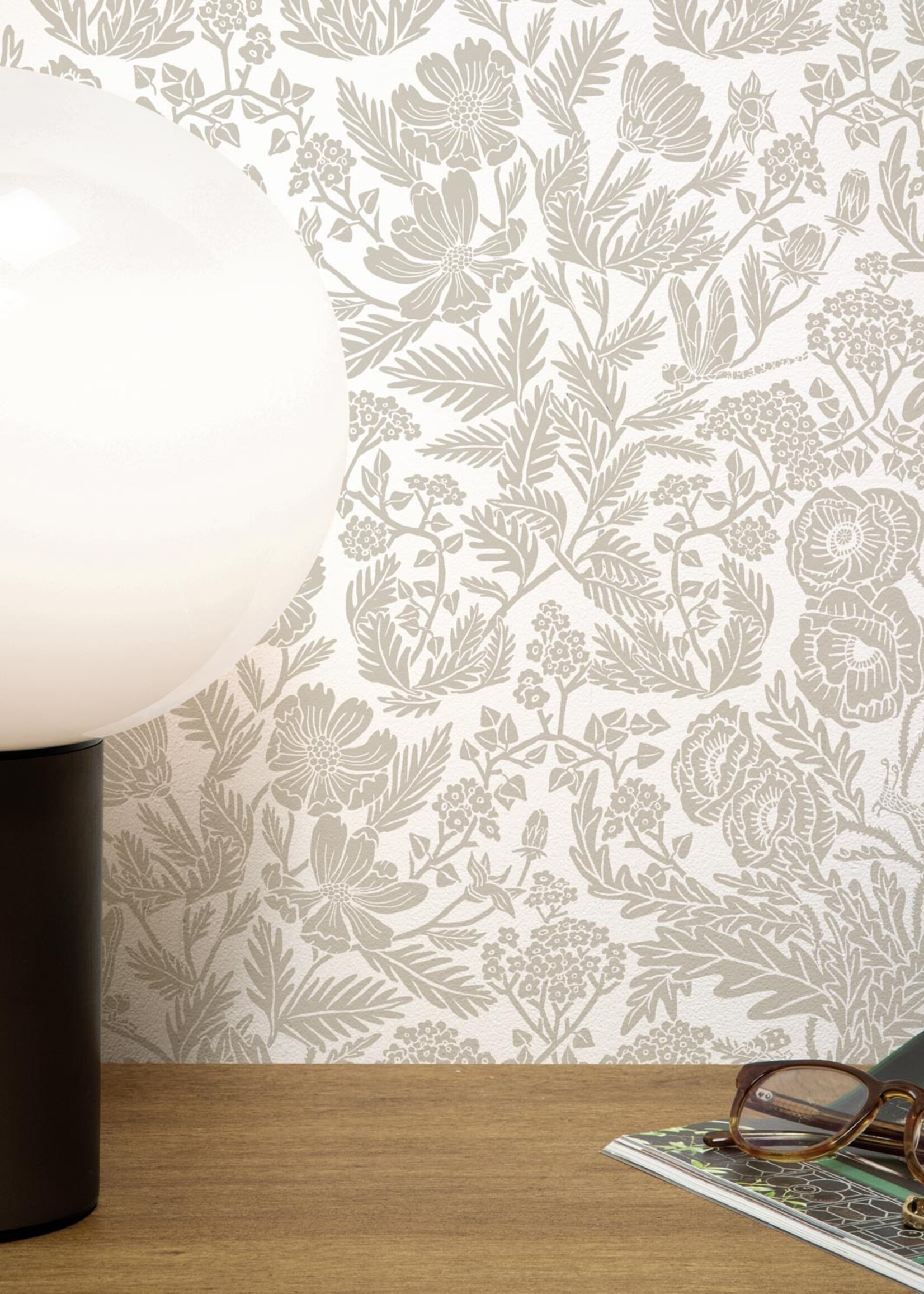 Bloemen behang van Floor Rieder, Beige, 100 x 280 cm