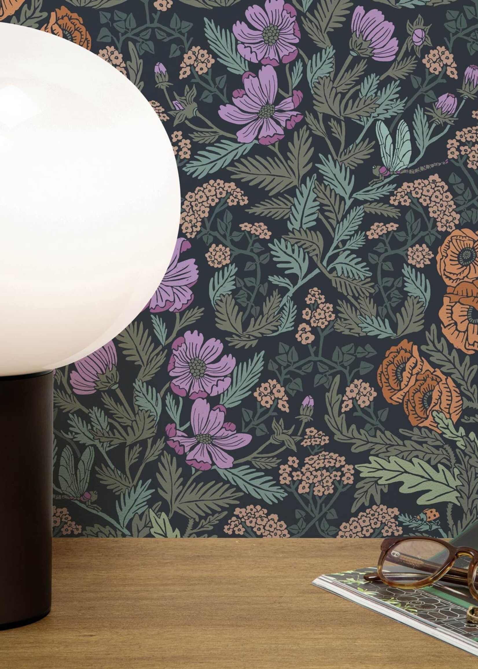 Botanisch patroon behang door Floor Rieder, 100 x 280 cm