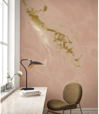 Goud metallic | Afwasbaar Golden metallic wall mural Marble