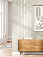 Goud metallic | Afwasbaar Golden Lines, Goud geometrisch lijnen behang, Off-white