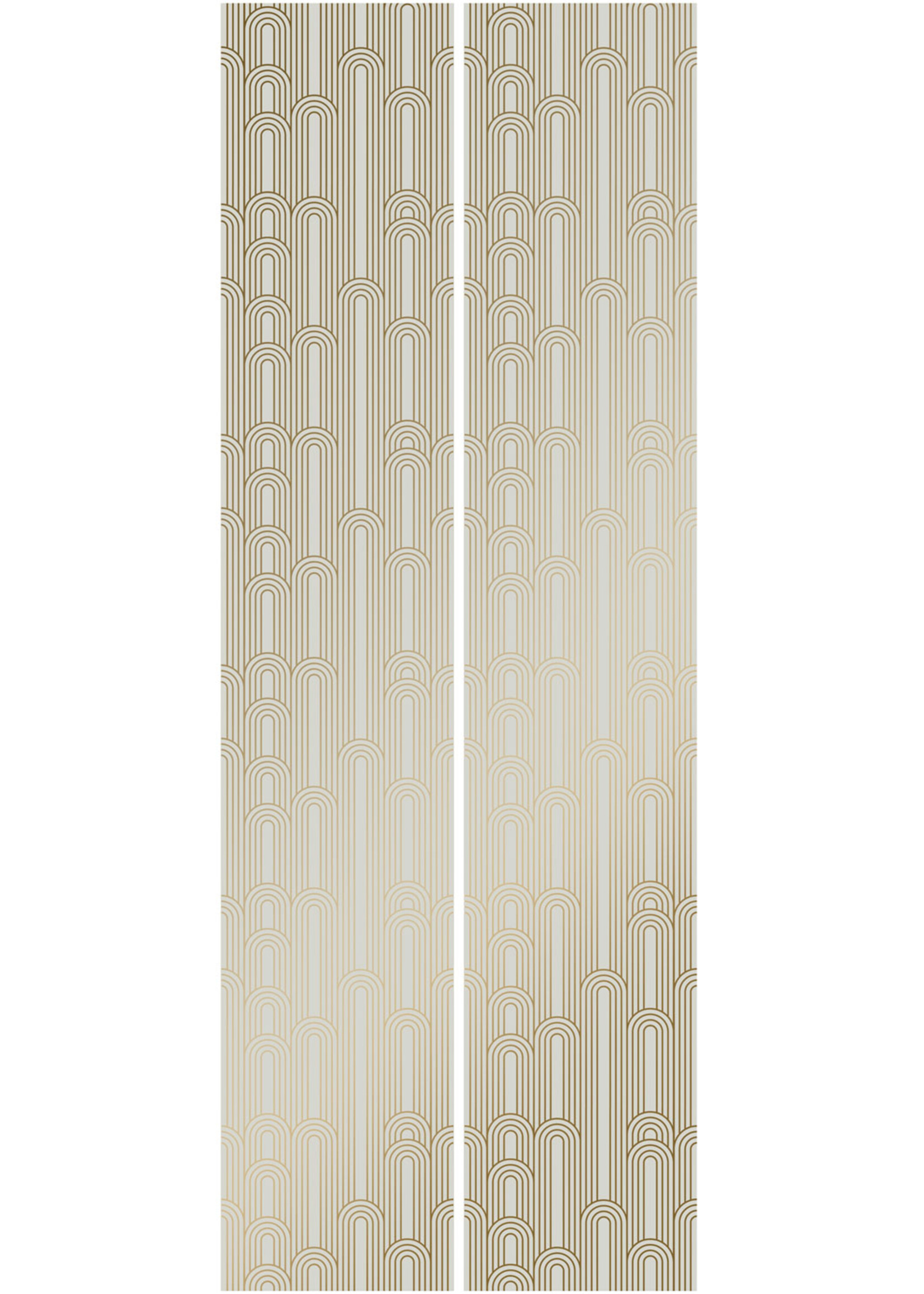 Goud metallic | Afwasbaar Golden Lines, Tapete mit goldenen geometrischen Linien, Sand, Waschbar, 100 x 280 cm