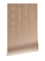 Goud metallic | Afwasbaar Golden Lines, Goud geometrisch lijnen behang, Nude