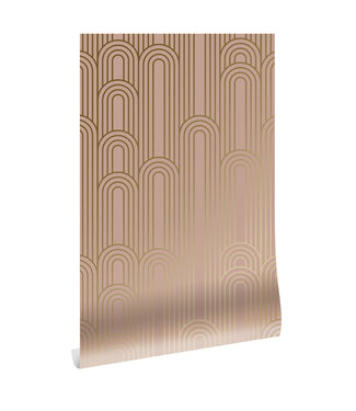 Goud metallic | Afwasbaar Golden Lines, Goud geometrisch lijnen behang, Nude