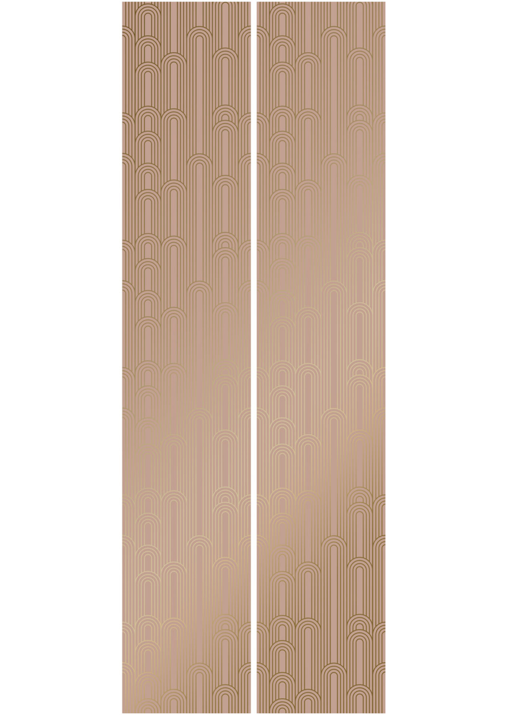 Goud metallic | Afwasbaar Golden Lines, Tapete mit goldenen geometrischen Linien, Rosa, Waschbar, 100 x 280 cm