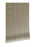 Goud metallic | Afwasbaar Golden Lines, Goud geometrisch lijnen behang, Taupe