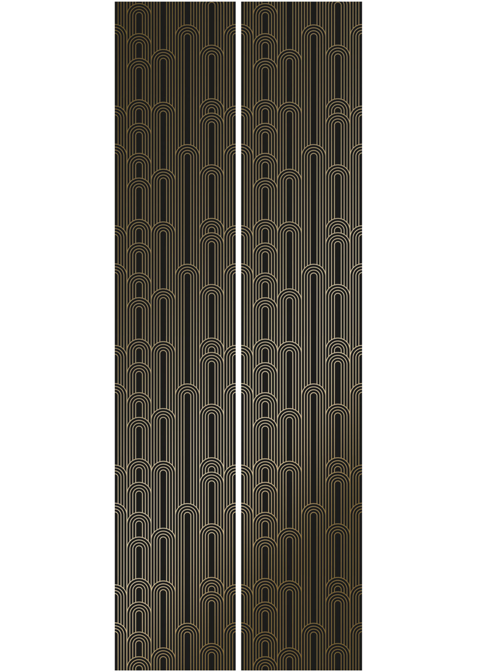 Goud metallic | Afwasbaar Golden Lines, Goud geometrisch lijnen behang, Zwart, Afwasbaar, 100 x 280 cm