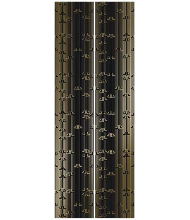Golden Lines, Gold geometric lines wallpaper, Black, Washable, 100 x 280 cm