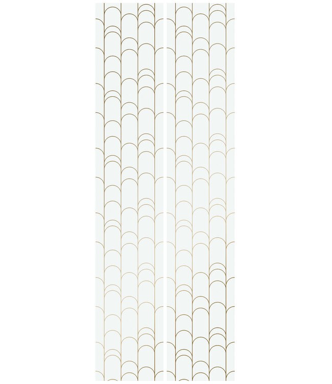 Golden Lines, Goud geometrisch lijnen behang, Off-white/Goud, Afwasbaar, 100 x 280 cm