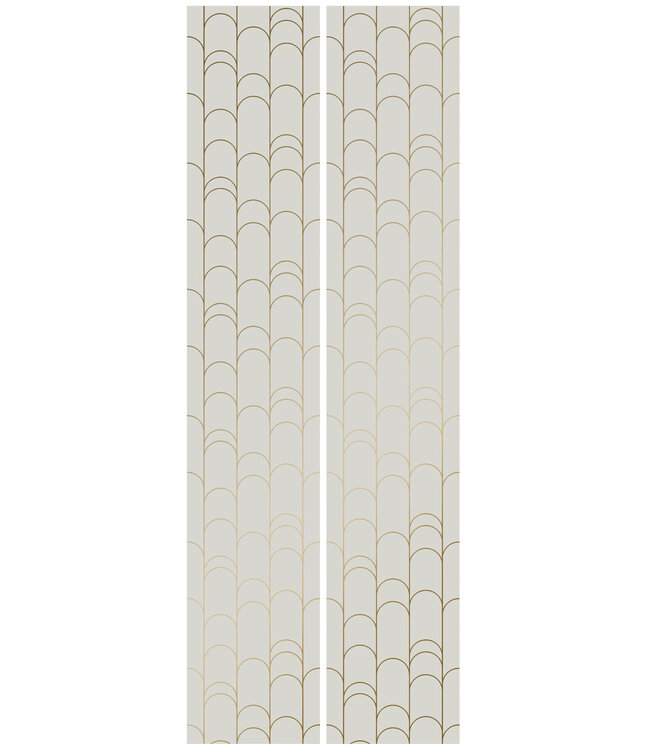 Golden Lines, Tapete mit goldenen geometrischen Linien, Sand, Waschbar, 100 x 280 cm