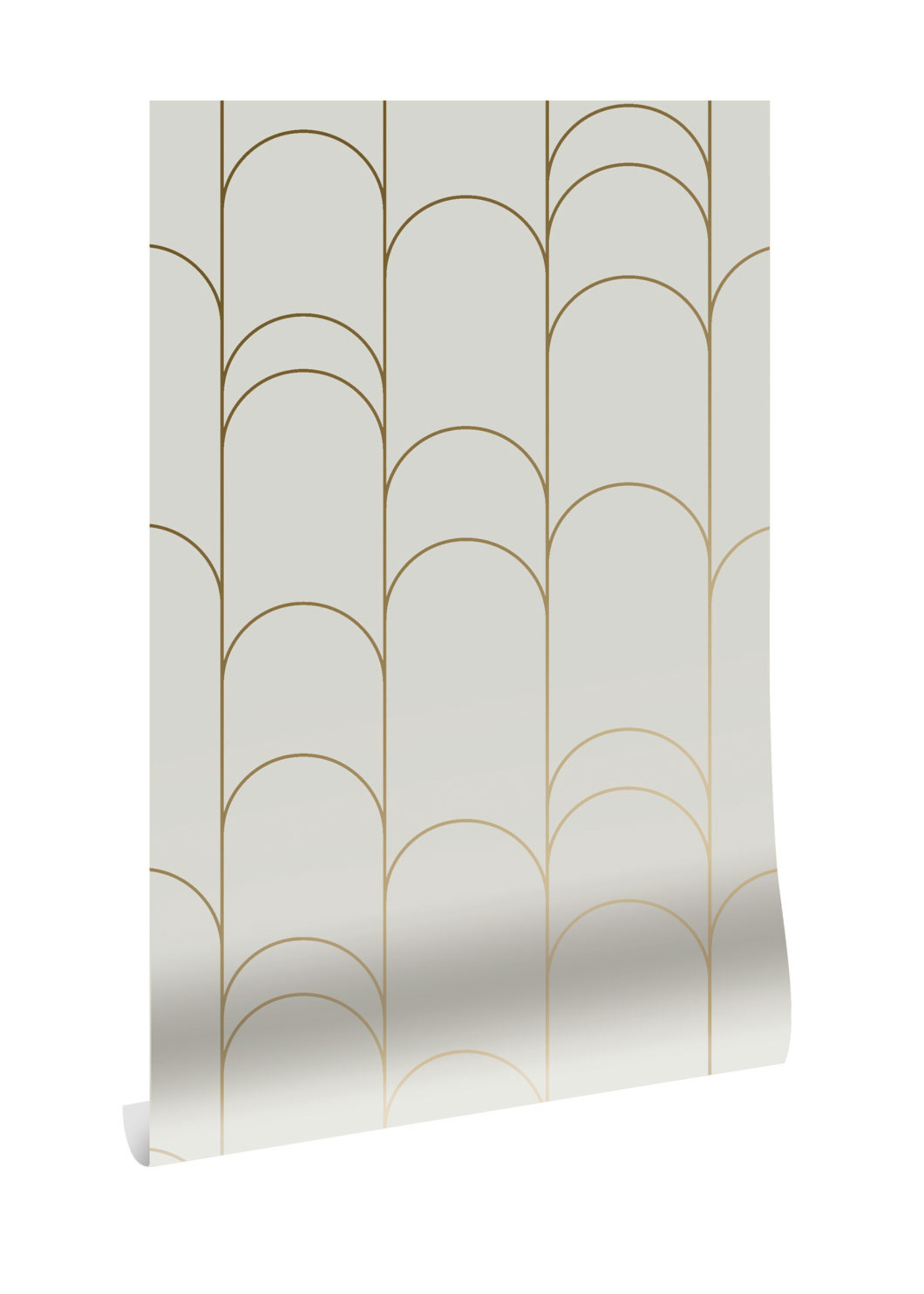 Goud metallic | Afwasbaar Golden Lines, Tapete mit goldenen geometrischen Linien, Sand, Waschbar, 100 x 280 cm