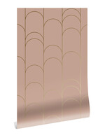 Goud metallic | Afwasbaar Golden Lines, Tapete mit goldenen Linien, Rosa