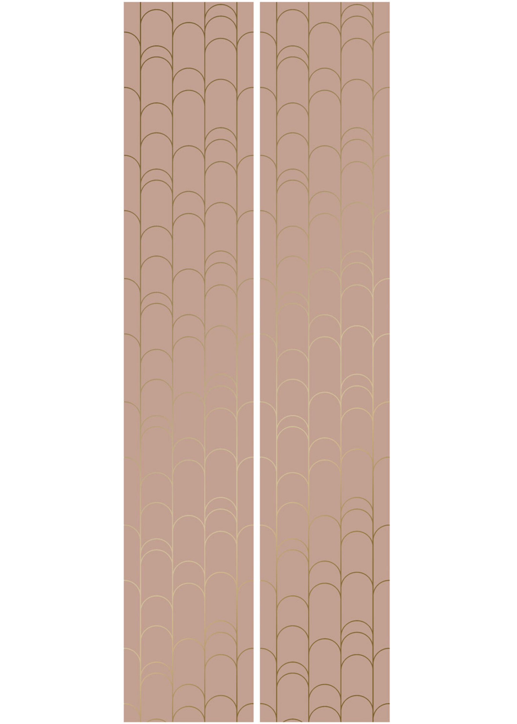 Goud metallic | Afwasbaar Golden Lines, Gold geometric lines wallpaper, Nude, Washable, 100 x 280 cm
