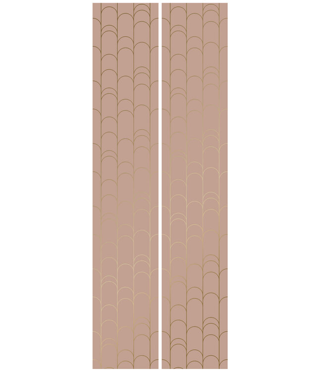 Golden Lines, Goud geometrisch lijnen behang, Nude, Afwasbaar, 100 x 280 cm