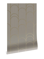 Goud metallic | Afwasbaar Golden Lines, Goud geometrisch lijnen behang, Taupe