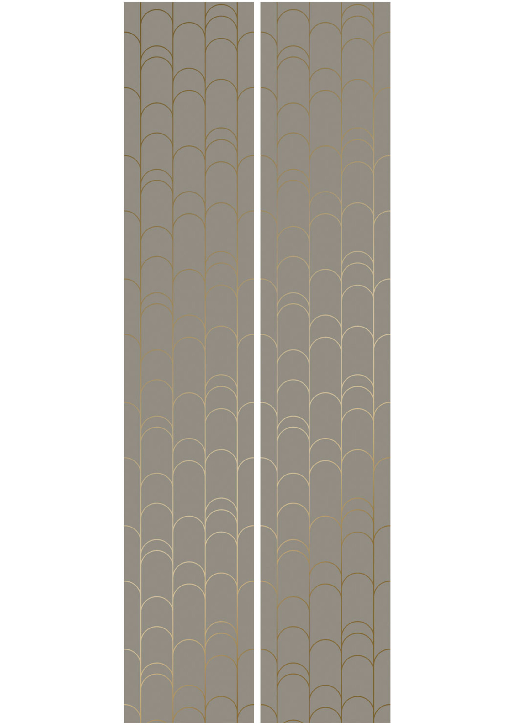 Goud metallic | Afwasbaar Golden Lines, Tapete mit goldenen geometrischen Linien, Taupe, Waschbar, 100 x 280 cm