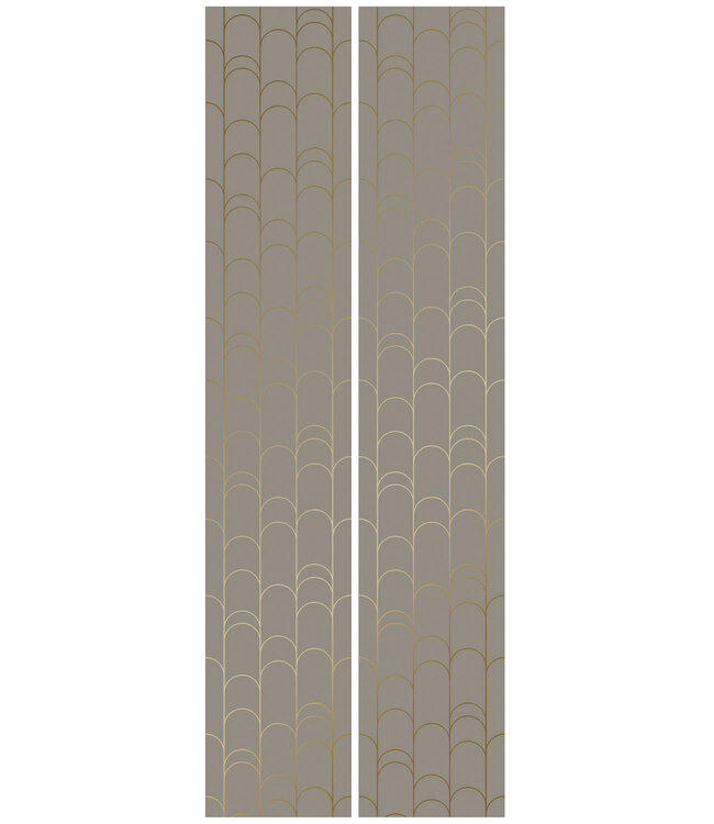 Golden Lines, Gold geometric lines wallpaper, Taupe, Washable, 100 x 280 cm