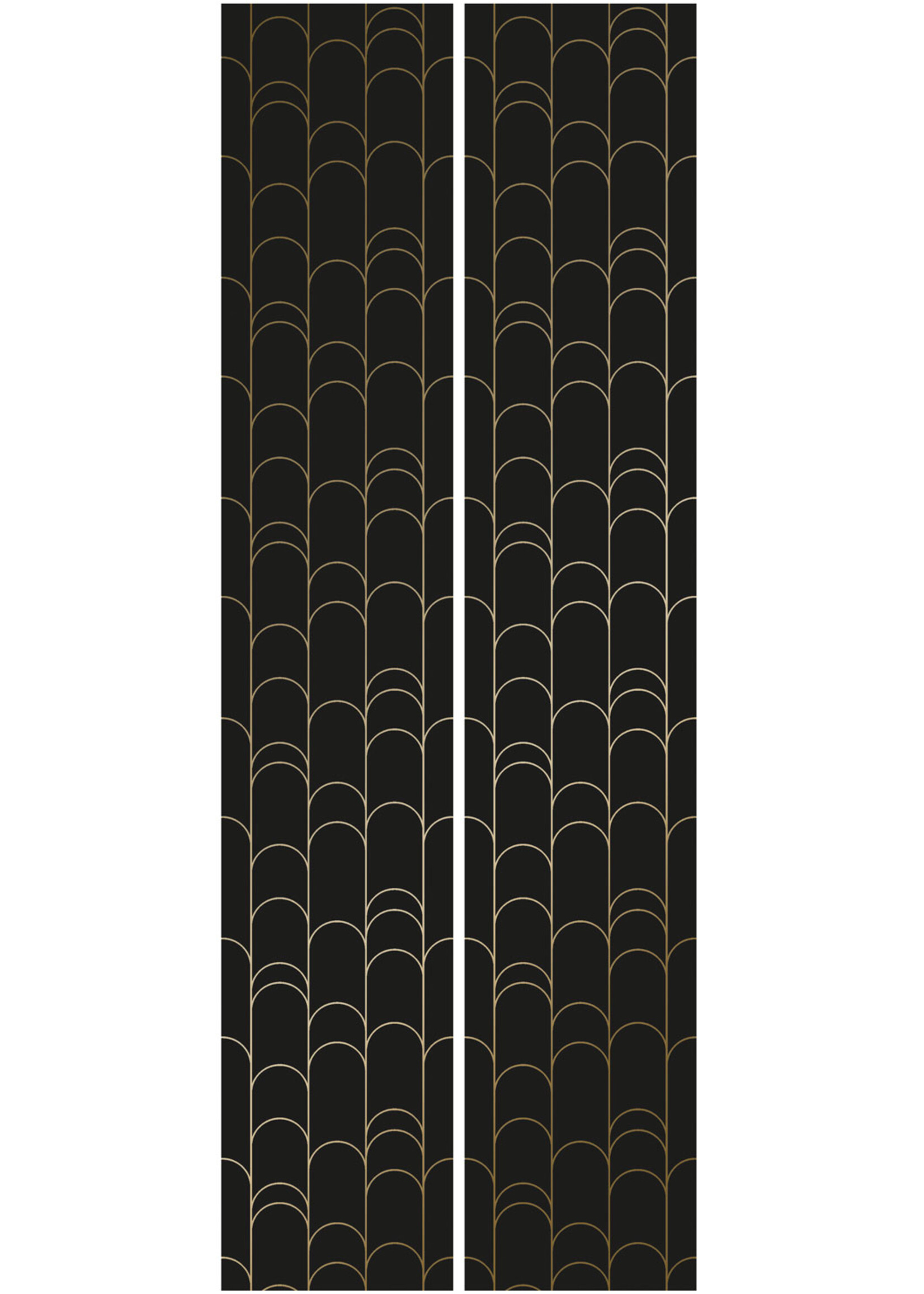 Goud metallic | Afwasbaar Golden Lines, Goud geometrisch lijnen behang, Zwart, Afwasbaar, 100 x 280 cm
