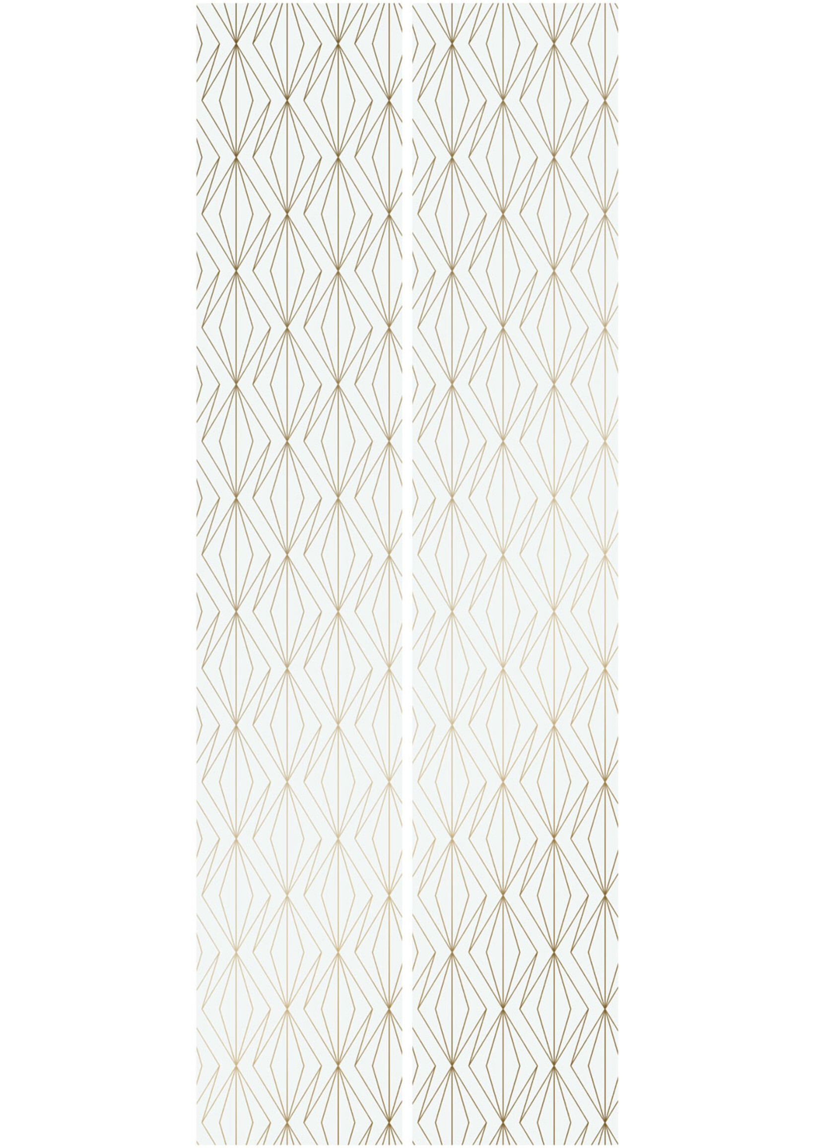 Goud metallic | Afwasbaar Golden Lines, Gold geometric lines wallpaper, Off-white, Washable, 100 x 280 cm