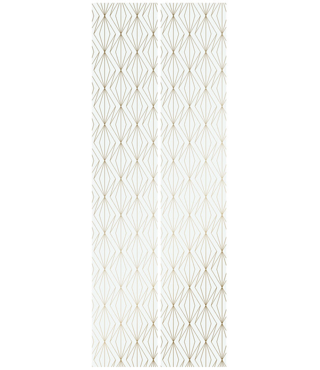 Golden Lines, Goud geometrisch lijnen behang, Off-white, Afwasbaar, 100 x 280 cm