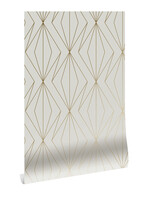 Goud metallic | Afwasbaar Golden Lines, Goud geometrisch lijnen behang, Zand