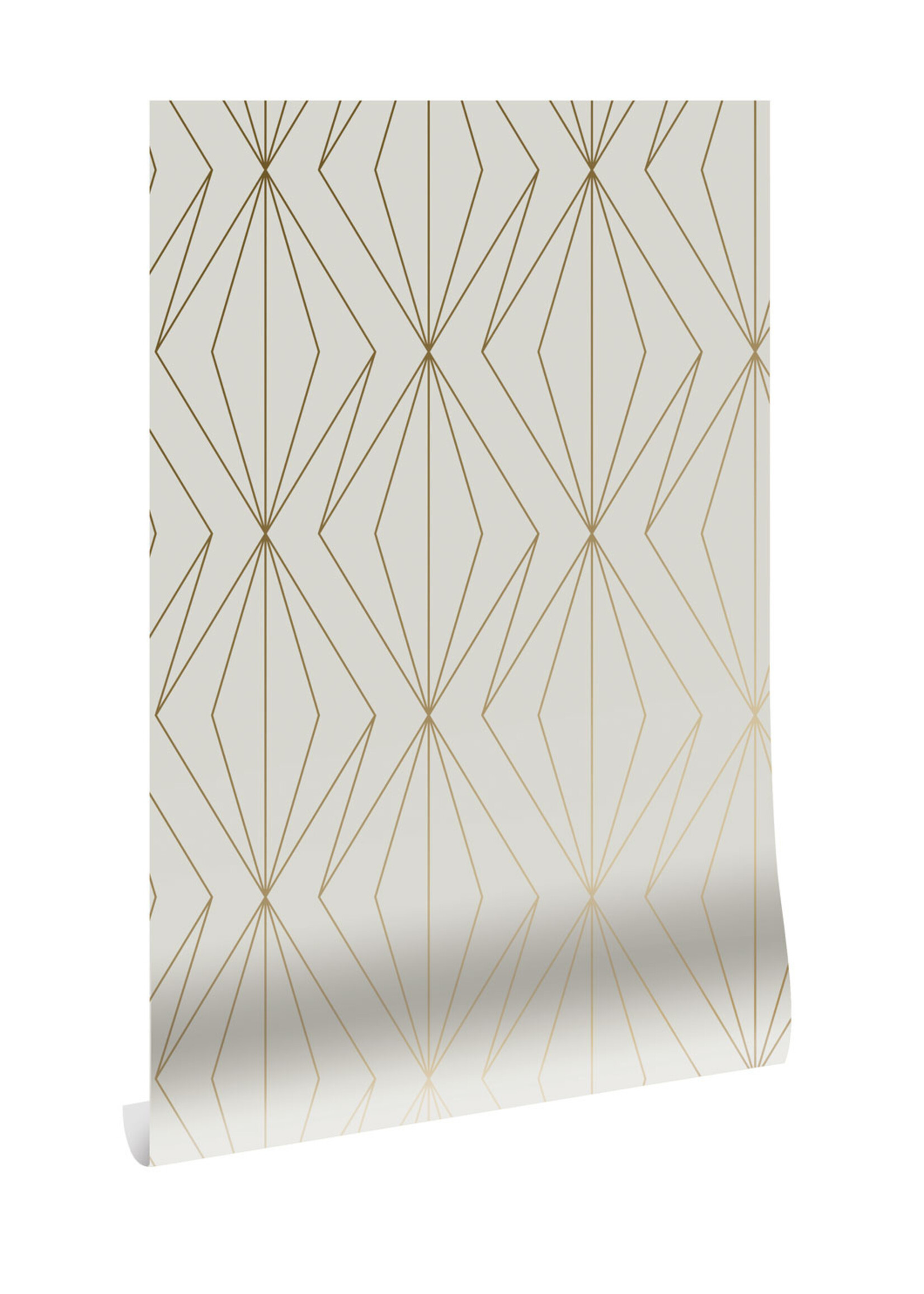 Goud metallic | Afwasbaar Golden Lines, Goud geometrisch lijnen behang, Zand, Afwasbaar, 100 x 280 cm