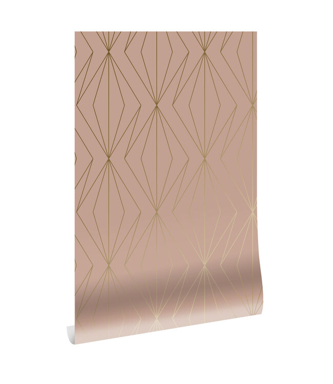 Golden Lines, Gold geometric lines wallpaper, Nude, Washable, 100 x 280 cm