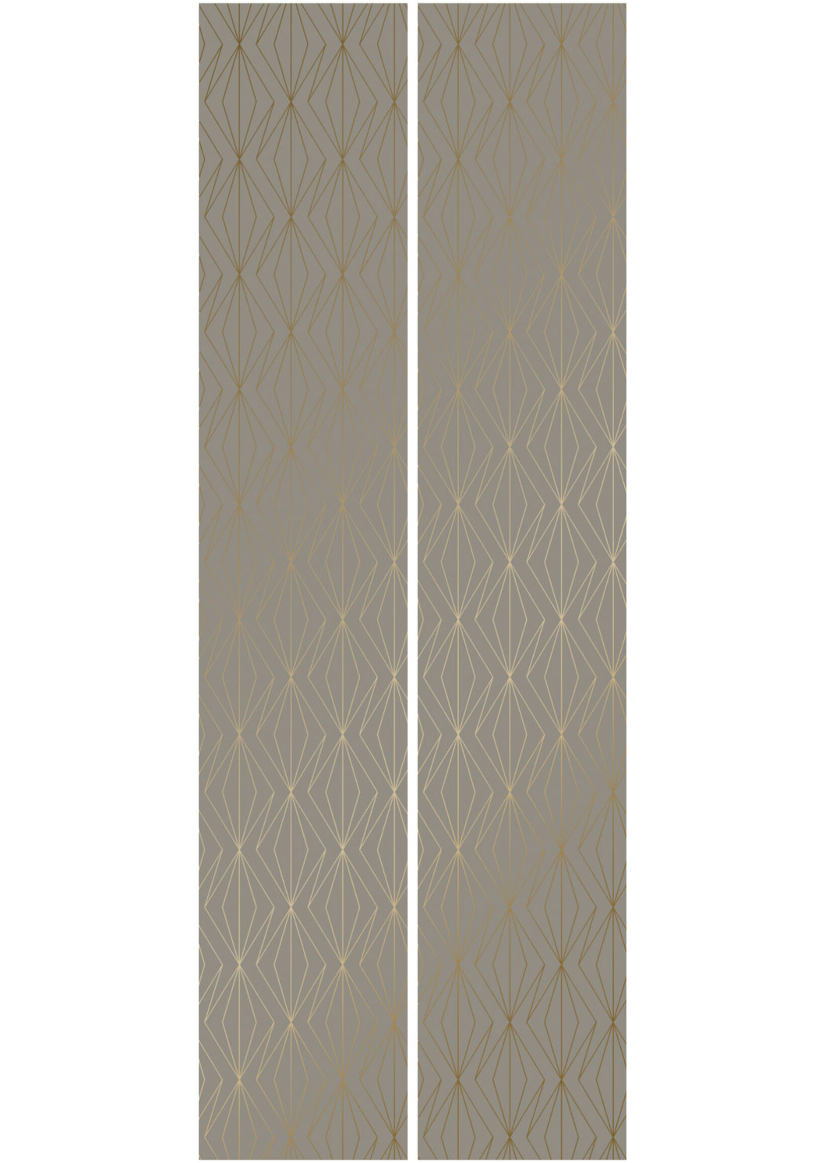 Goud metallic | Afwasbaar Golden Lines, Gold geometric lines wallpaper, Taupe, Washable, 100 x 280 cm