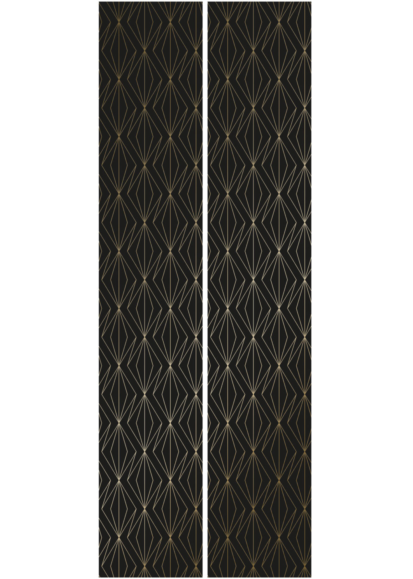 Goud metallic | Afwasbaar Golden Lines, Gold geometric lines wallpaper, Black, Washable, 100 x 280 cm