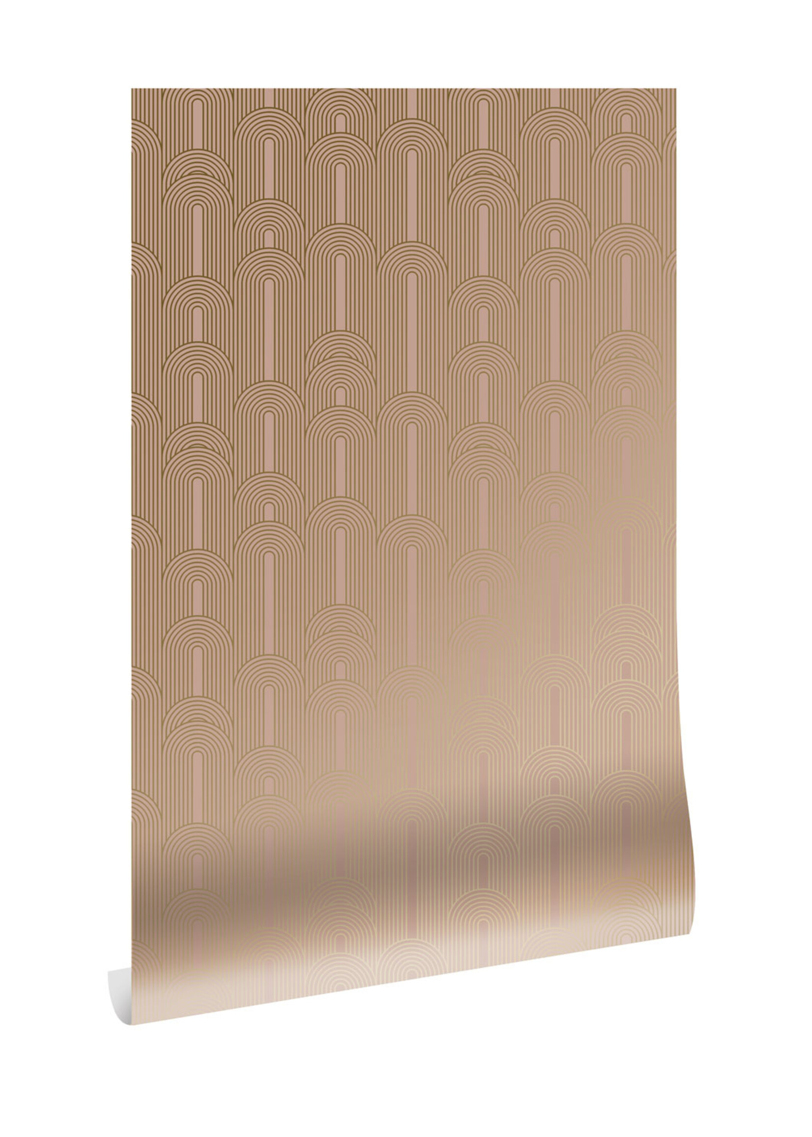 Goud metallic | Afwasbaar Golden Lines, Gold geometric lines wallpaper, Nude, Washable, 100 x 280 cm
