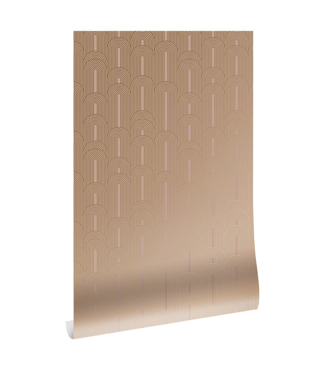 Golden Lines, Gold geometric lines wallpaper, Nude, Washable, 100 x 280 cm