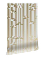 Goud metallic | Afwasbaar Golden Lines, Goud geometrisch lijnen behang, Zand