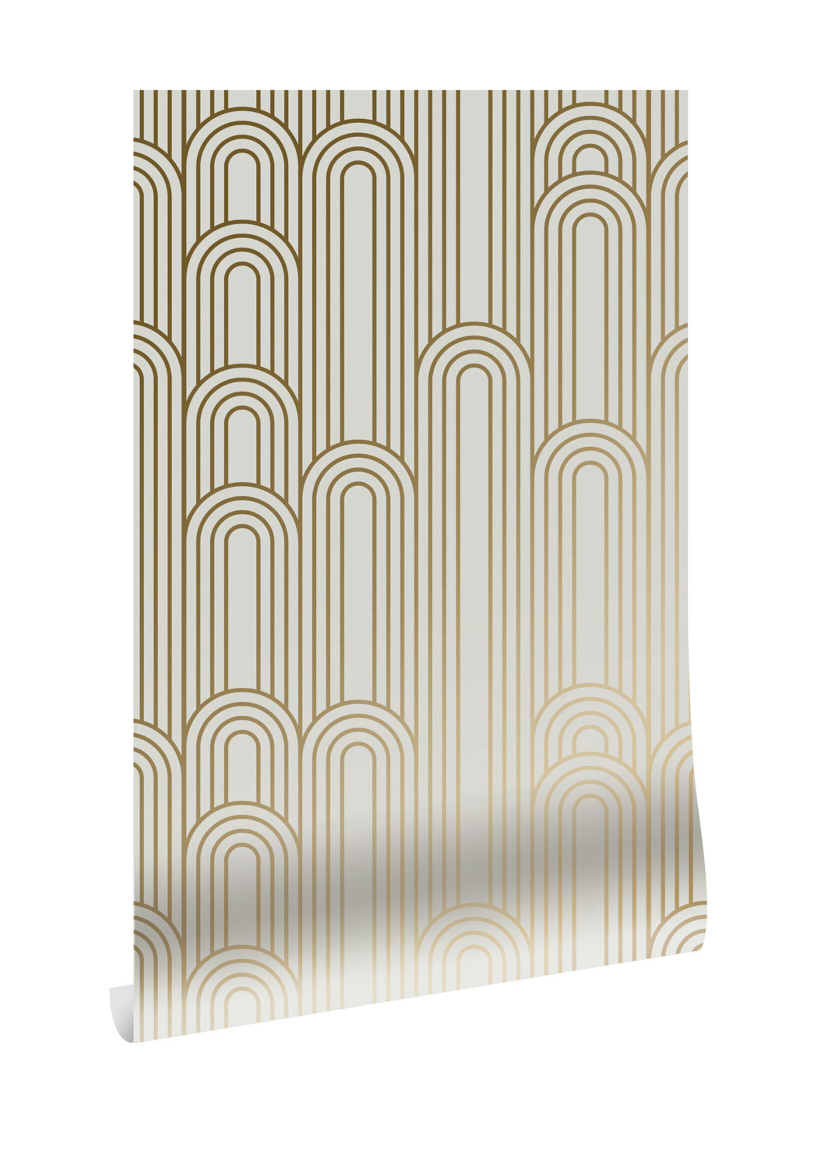 Goud metallic | Afwasbaar Golden Lines, Goud geometrisch lijnen behang, Zand, Afwasbaar, 100 x 280 cm
