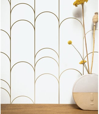 Goud metallic | Afwasbaar Golden Lines, Gold geometric lines wallpaper, Off-white