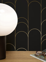 Goud metallic | Afwasbaar Golden Lines, Tapete mit goldenen Linien, Schwarz