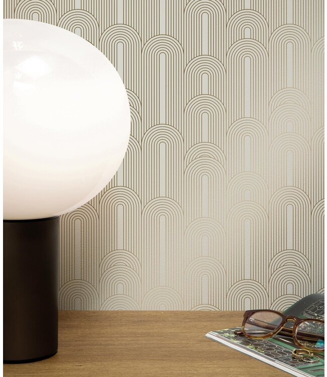 Golden Lines, Gold geometric lines wallpaper, Sand, Washable, 100 x 280 cm