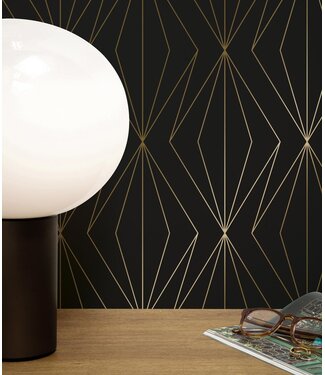 Goud metallic | Afwasbaar Golden Lines, Gold geometric lines wallpaper, Black