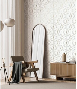 Goud metallic | Afwasbaar Golden Lines, Goud geometrisch lijnen behang, Off-white