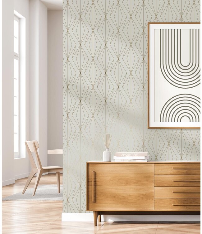 Golden Lines, Gold geometric lines wallpaper, Sand, Washable, 100 x 280 cm