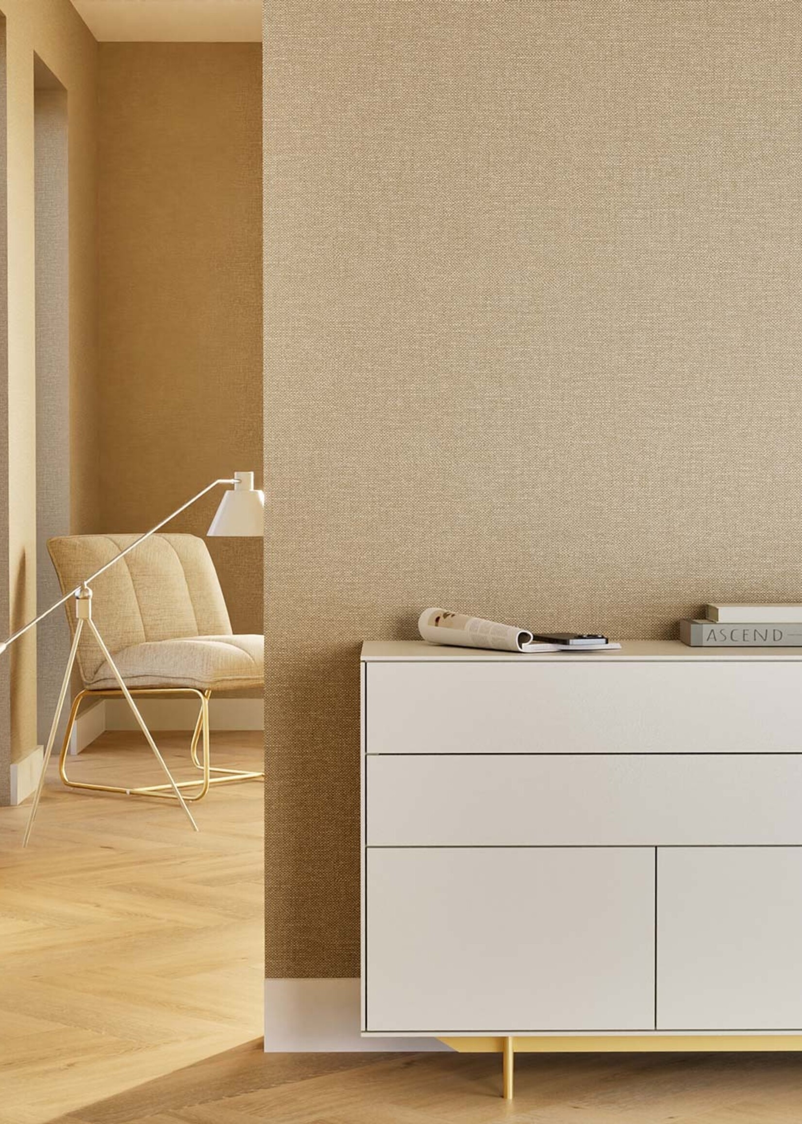 Afwasbaar | Voelbare textuur Behang linnen look Natural Chique, Melbourne, 53 x 1000 cm