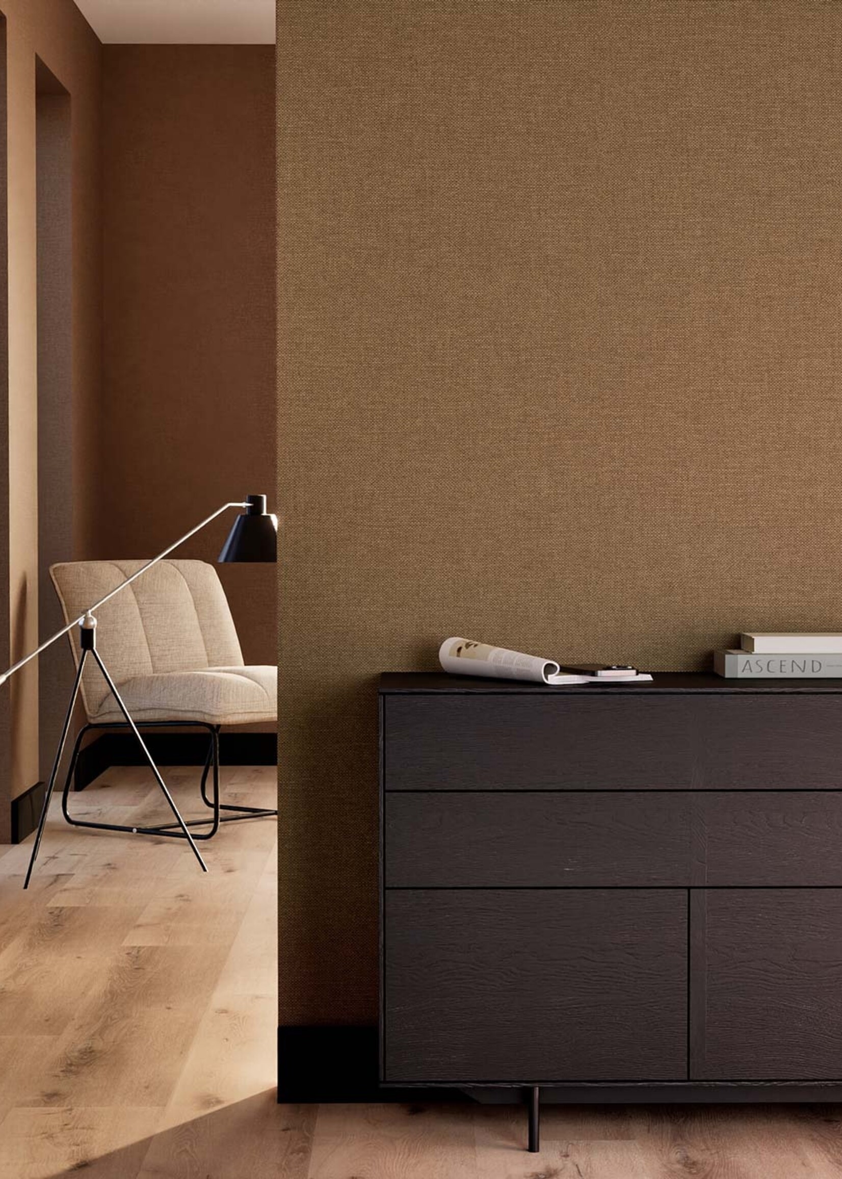Afwasbaar | Voelbare textuur Behang linnen look Natural Chique, Atlanta, 53 x 1000 cm