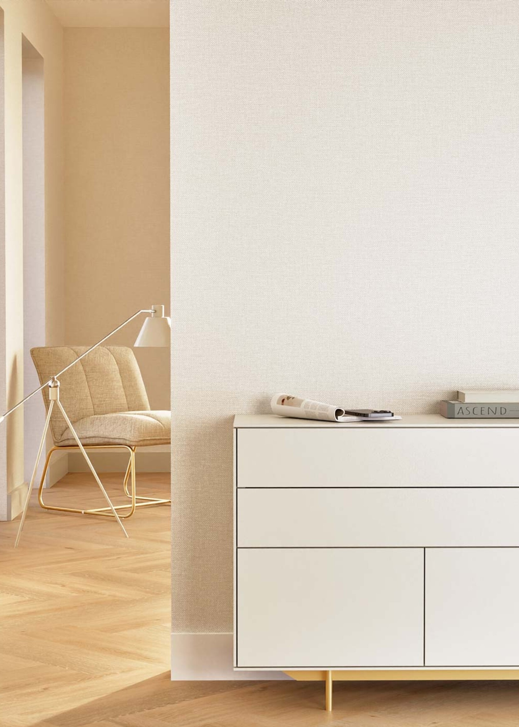 Afwasbaar | Voelbare textuur Behang linnen look Natural Chique, Manhattan, 53 x 1000 cm